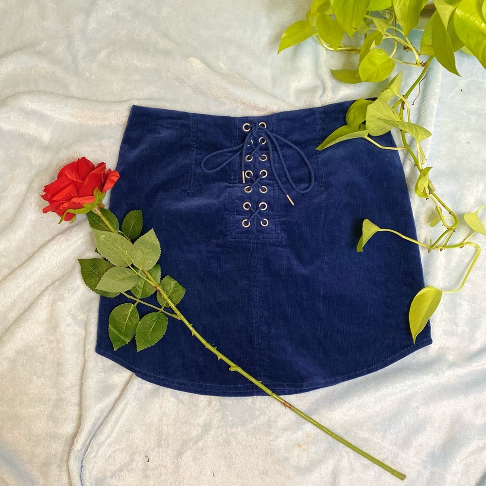 Tie Front Suede Skirt